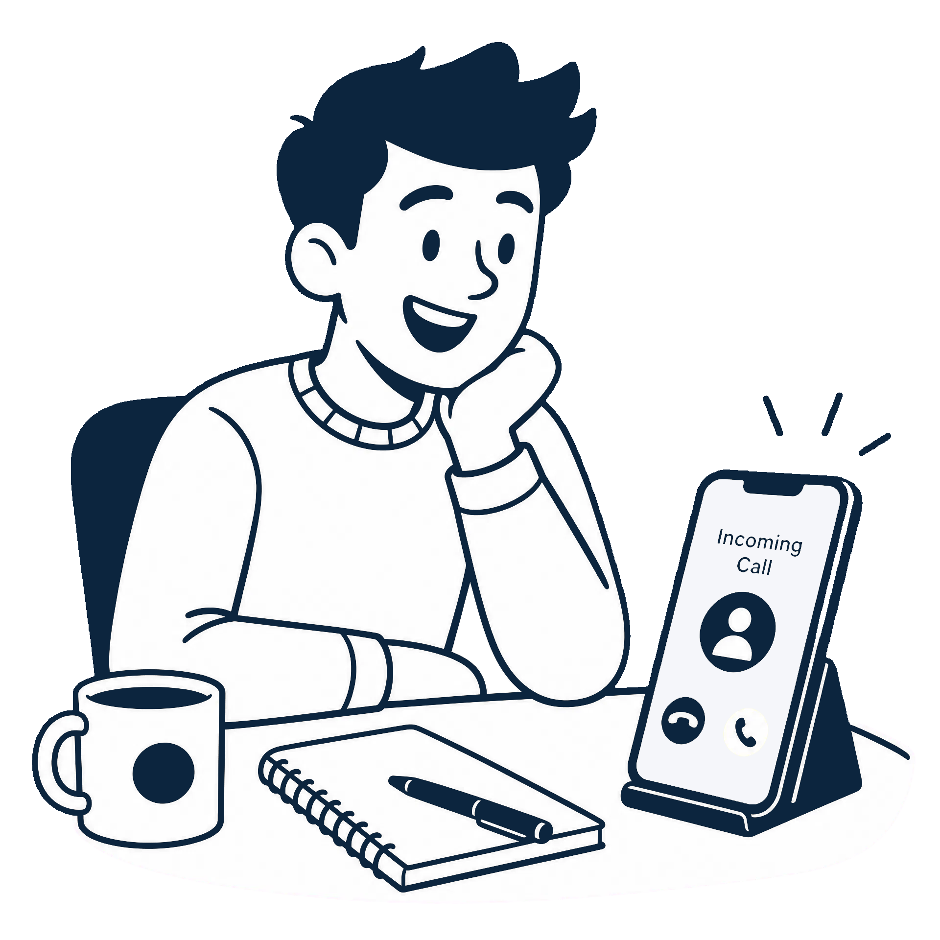 Person receiving business call on mobile